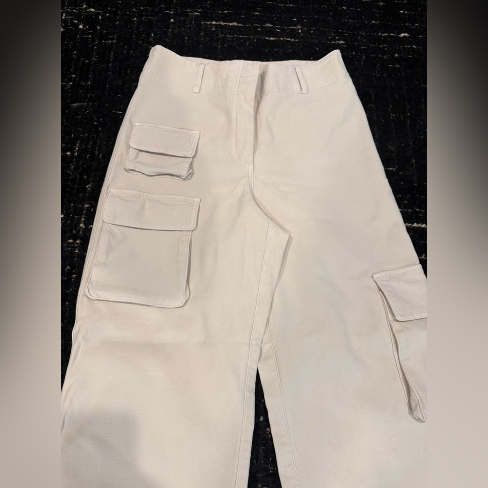 Wilfred Free Aritzia Cream Cargo Pants High Rise Straight Leg Utility Size 8 - Picture 3 of 7